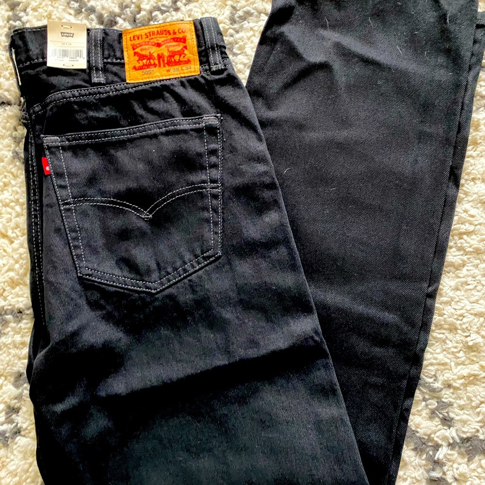 NWT Mens LEVI’s 505 38x 34 in black